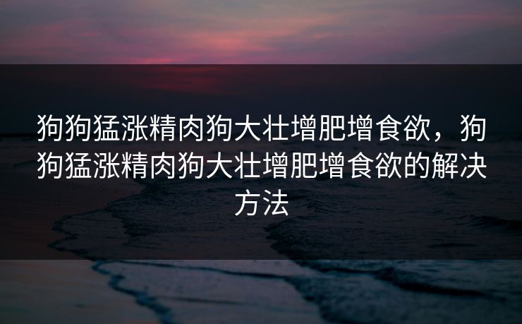 狗狗猛涨精肉狗大壮增肥增食欲，狗狗猛涨精肉狗大壮增肥增食欲的解决方法