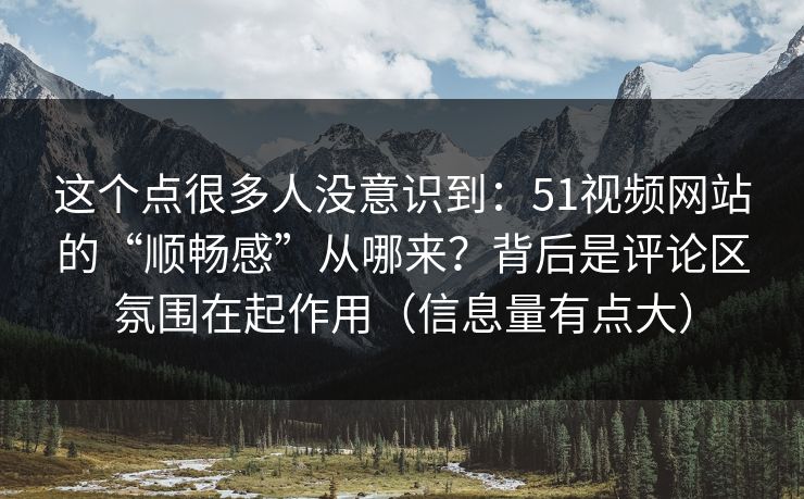 这个点很多人没意识到：51视频网站的“顺畅感”从哪来？背后是评论区氛围在起作用（信息量有点大）