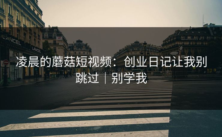 凌晨的蘑菇短视频:创业日记让我别跳过|别学我 凌晨的蘑菇短视频:创业日记让我别跳过|别学我